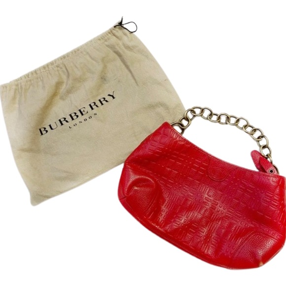 Burberry Red Embossed Hobo With Chain Strap - Picture 7 of 13